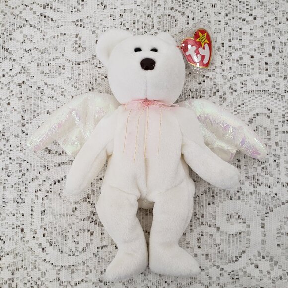 Vintage 1998 TY Beanie Baby "Halo" Angel Bear Plush Iridescent Wings NWT - Picture 6 of 7